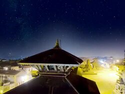 MS T/L View of temples in kathmandu at night with stars / Kathmandu, Nepal Stock Footage