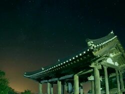 MS ZI Shot of Beomjongnu bell building at night / Yeongju, Gyeongsangbuk-do, South Korea Stock Footage