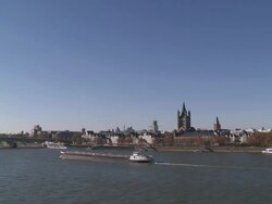 WS View of Rhine river / Cologne, North Westphalia, Germany Stock Footage