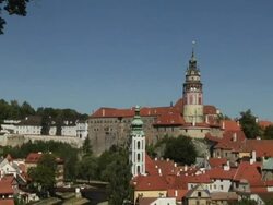 Tilt Down Shot Cesky Krumlov Castle Cesky Krumlov Bohemia Czech Republic Stock Footage