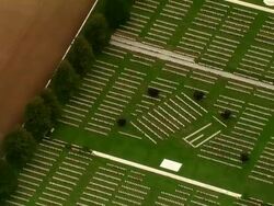 AERIAL ZO WW I cemetary/ Picardy, France Stock Footage