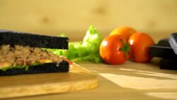 tuna charcoal sandwich Stock Footage