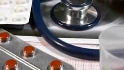 Medicine and a prescription form. Stock Footage