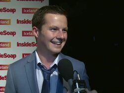 INTERVIEW - Harry Reid on gay characters and murder at the Inside Soap Awards 2014 on 1st October 2014 in London, England. Stock Footage