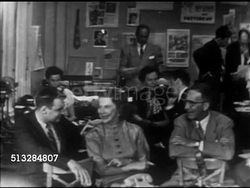 1952: KEFAUVER CAMPAIGN HEADQUARTERS PRESS ROOM: TIME-LIFE correspondent Hank Luce, SOT asking Nancy main issue, Nancy saying husband, Journalist Frank Bourgholtzer interrupting, WS LIFE magazine's door to room 22. MS Illinois Senator Paul Douglas. Instructional Video