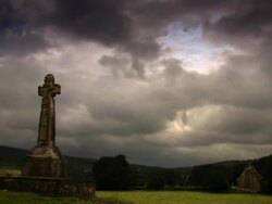 Celtic Cross with timelapse clouds Stock Footage
