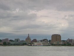 WS Rock Island skyline & Mississippi river / Rock Island, Minnesota, United States Stock Footage
