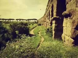 The Roman Aqueduct at Parco degli Acquedotti Stock Footage