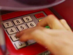 dialing on public phone panel Stock Footage