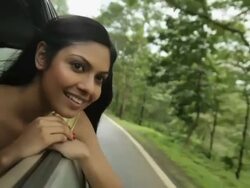 Young woman watching from window of a car, Malshej Ghat, Maharashtra, India Stock Footage