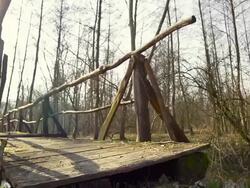 HD TIME-WARP: Athlete Running Across A Bridge Stock Footage