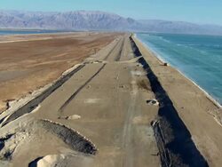 WS AERIAL View of dead sea salt formations / Sourn Judea Desert, Israel   Stock Footage