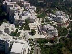 Aerial MS HA ZO The Getty Center / Bel Air, California, United States Stock Footage