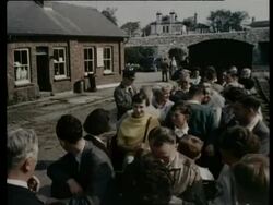 Great Orme Railway train descending to Llandudno bay. The Talyllyn narrow gauge Railway and Edward Thomas steam train. Passengers on train. Wales, 1957 Stock Footage