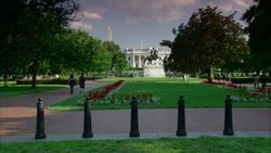 Tourists walk around Lafayette Park near the Andrew Jackson statue. Stock Footage