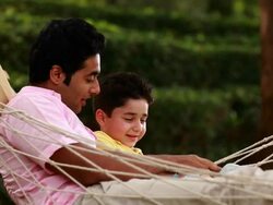 Man telling story to his son  Stock Footage