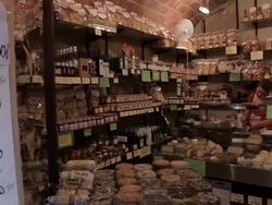 MH PAN Interior of Small Grocery Store / Tuscany, Italy Stock Footage