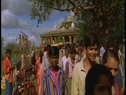 CU crowds at Hindu Temple, Bandhavgarh National Park, India Stock Footage