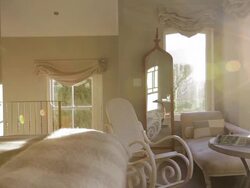 Sunbeam shining into luxury bedroom Stock Footage