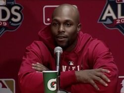 Torii Hunter belted a long home run as the Angels beat the Red Sox, 5-0, in their playoff series opener Thursday. LA starter John Lackey gave up just four hits in the win. The Angels held Boston without an extra-base hit. (Oct. 8) News Clip