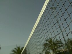 SLO MO tennis ball hits net right to left, Spain Stock Footage
