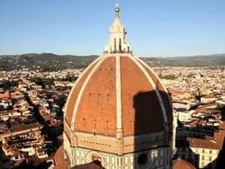 Elevated view Duomo Cathedral dome, observation point overlooking the magnificent city of Florence, Italy, Europe Stock Footage