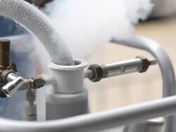 draw tube from liquid nitrogen tank Stock Footage