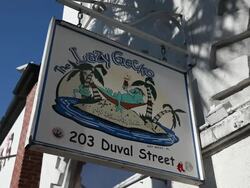 CU Shot of Lazy Gecko sign / Key West, Florida, United States Stock Footage