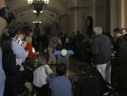 MS ZI All Senate Gop Leaders coming for stand up press availability in  Ohio Clock Corridor Audio / Washington, DC, United States Stock Footage