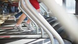Treadmill Running Exercise at GYM Stock Footage