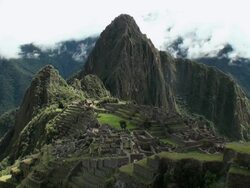 WS PAN View of old ruins and  mountains / Machu Picchu, Peru Stock Footage