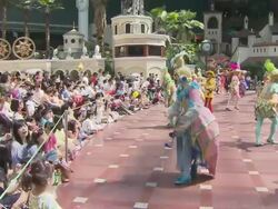MS View of Parade at Jamsil Lotte World on Children Day AUDIO / Seoul, South Korea Stock Footage