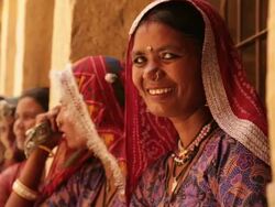 Four rajasthani women smiling, Jaisalmer, Rajasthan, India Stock Footage