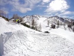 Snowboarder Performs A Trick Stock Footage