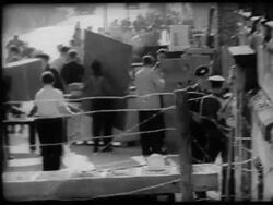 B/W 1961 people moving belongings in evacuation from border of East Berlin / Berlin Wall / Cold War Stock Footage