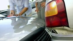 MS Drivers Arguing About Car Accident Stock Footage