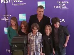 Karsen Liotta, Ray Liotta, Carolina Andrus, Bobby Coleman, Christian Martyn and Josh Flitter at the Premiere Of 'Snowmen' - 9th Annual Tribeca Film Fest at New York NY. (Footage by WireImage Video/GettyImages) Stock Footage