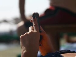 Summer Cellphone Chat Stock Footage