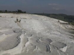 Travertines, Pamukkale (Hierapolis), Turkey Stock Footage