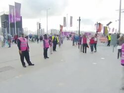 Time-lapse Olympic Crowds Exit Stock Footage