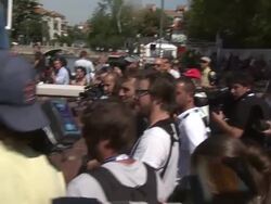 ATMOSPHERE: Press Conference Arrivals: The Reluctant Fundamentalist: 69th Venice Film Festival on August 29, 2012 in Venice, Italy (Footage by WireImage Video/Getty Images) Stock Footage