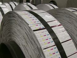 CU Shot of gravure printing office / Itzehoe, Schleswig-Holstein, Germany  Stock Footage