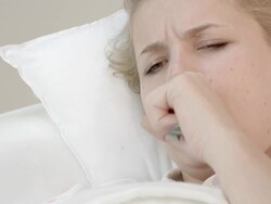 Woman Checking Her Temperature Stock Footage