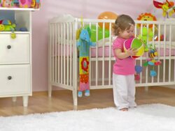 HD DOLLY: Adorable Baby Playing With Ball Stock Footage