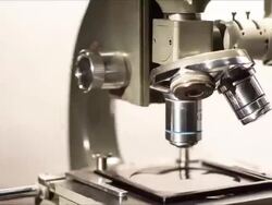 Clinical Retro Microscope Animating Close Up Stock Footage