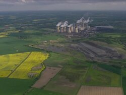 Flight Towards Drax Power Station Stock Footage