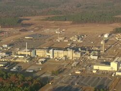 MS AERIAL Shot of Savannah River Nuclear sites (four inactive) / South Carolina, United States Stock Footage