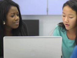 Students with Laptop Computer in Classroom Stock Footage