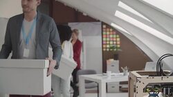 Start-up Team Moving Their Office. Stock Footage