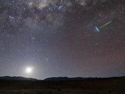 WS T/L View of Moon and milky way setting over Valle de Chaschuil in Los Andes - northern Argentina / Tinogasta, Catamarca, Argentina Stock Footage